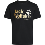 Jack Wolfskin狼爪T恤男情侣款春夏新品户外运动半袖舒适圆领印花短袖5818373 5818373-6000/黑色 S 175/96A