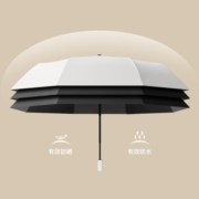 美度MAYDU 全自动太阳伞女三折遮阳伞黑胶防晒防紫外线晴雨伞两用折叠伞黑胶防晒伞M3035 雾霾蓝