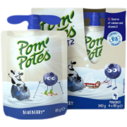 法优乐(POM'POTES)法国原装进口儿童酸奶宝宝零食蓝莓口味85g*4袋