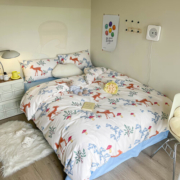 蔓森羽全棉四件套40支纯棉印花小清新ins床单被套双人家用床上用品套件 丛林麋鹿 1.8m床单四件套(被套200*230cm)
