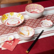 共禾京品 周大福联名 草莓甜心兔釉下彩碗碟6件套