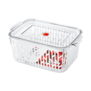 京东京造 冰箱收纳盒 双层沥水保鲜盒 食品级PET 可冷冻冷藏（大号5.5升）