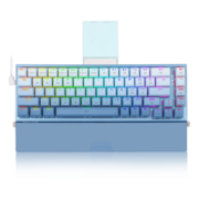 红龙（REDRAGON）RS68 三模热插拔游戏办公机械键盘gasket结构PBT键帽RGB灯光客制化 渐变蓝-薄柠轴