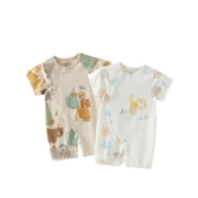 aqpa婴儿短袖连体衣夏季薄款纯棉新生宝宝衣服外出服装包屁衣哈衣