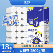 丽邦5层妇婴卫生纸18大卷2500g家庭实惠装纸巾卷筒纸无芯厕所纸巾