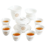 苏氏陶瓷 SUSHI CERAMICS 中国白茶具套装羊脂玉功夫茶具茶杯子陶瓷三才盖碗礼盒套装