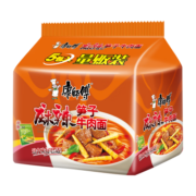 康师傅  方便面 经典麻辣笋子牛肉 泡面袋装速食 五连包
