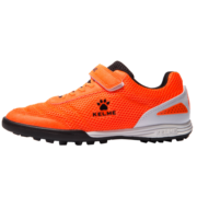卡尔美（KELME）儿童足球鞋魔术贴免系带碎钉TF透气学生球鞋6873003 荧光橙 35