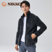 日高（NIKKO）双面摇粒绒外套户外抓绒衣加厚保暖秋冬上衣开衫 【男】铸钢灰（高领） L