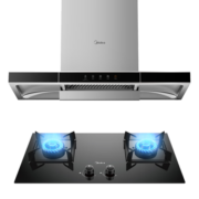 美的（Midea）家用智能自清洗21大吸力抽油烟机燃气灶具套餐T57烟灶套装天然气灶 厨房两件套 排烟机 智能家电