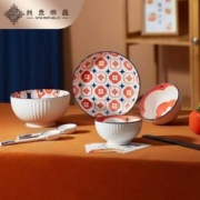 共禾京品 柿柿如意中式釉下彩碗碟6件套