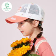 kocotree男宝女童新款棒球帽夏季儿童鸭舌帽洋气宝宝帽子防晒遮阳网帽 乖粉独角兽 L 52-56cm（建议4-12岁）