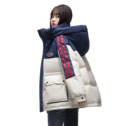 鸭鸭（YAYA）佟丽娅同款2021年冬季新款羽绒服女中长款韩版百搭时尚工装外套DS 藏青色-YE2B624045E 155