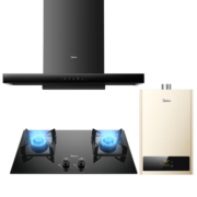 美的（Midea）家用18立方大吸力欧式抽油烟机燃气灶具套餐烟灶套装 顶吸油烟机燃气灶热水器消毒碗柜 厨房多件套 烟灶热厨房三件套（搭配12升燃气热水器） 天然气