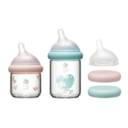 预售：babycare歪头新生儿奶瓶仿母乳宽口径多功能玻璃奶瓶80ml+160ml