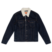 Levi's李维斯男士牛仔夹克23深蓝色仿羊羔绒保暖情侣装外套衣多穿 深牛仔色 S