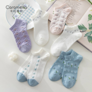 caramella袜子女春夏中筒袜ins潮船袜浅口防滑可爱棉袜日系袜子