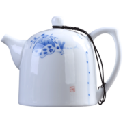 祥业白瓷茶壶 陶瓷大号手绘泡茶器汝瓷单壶陶壶 功夫茶具 官窑蓝彩