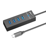 藏想大师 USB3.0分线器扩展坞 4口高速HUB集线器拓展坞苹果MacBook电脑接口转换器延长线 黑色【Type-C输入款】4口USB-A集线器