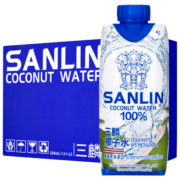 三麟100%椰子水 富含天然电解质 泰国进口NFC椰青果汁330ml*24瓶 整箱