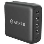 AENZR 130W氮化镓GaN多口type-c充电器PD100W手机快充充电头双C口桌面充适用苹果笔记本macbook华为电脑 恩泽130W桌充四口USB-C插头4C全C口｜黑色 iphone14充