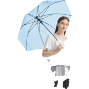 蕉下（beneunder）雨伞大号长柄伞半自动直杆伞透明雨伞女士晴雨伞 冰蓝色