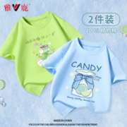 雅鹿女童t恤夏装儿童短袖纯棉洋气女孩上衣中大童装夏季半袖衣服