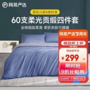 PLUS会员，网易严选 60支柔光贡缎新疆长绒棉床上四件套 1.5m