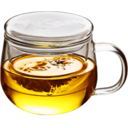 富光花茶杯 男女士茶水分离杯子 双层办公泡茶玻璃杯带把高硼硅水杯