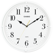 卡西欧（CASIO）挂钟客厅创意家用钟表简约圆形壁钟卧室扫秒时钟 挂墙石英钟表 IQ-88-7PF白色