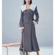 国内1190元！Lily Brown 莉莉布朗 女士法式优雅拼接收腰双排扣连衣裙LWFO225021  直邮含税到手￥876.62