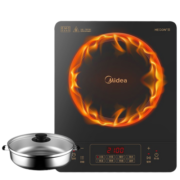 美的（Midea）电磁炉带锅套装可选2100W/2200W大火力 家用大功率电磁灶电火锅一体电炒锅可选柴火灶电磁灶电池炉 【配汤锅】刷火锅蒸煮