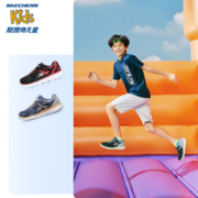 Skechers斯凯奇童鞋儿童运动鞋春秋缓震校园男女童学生鞋科技跑步鞋97680L 男童/黑色/炭灰色/BKCC 28.5