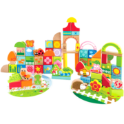 Hape【店铺主推】木质积木80粒宝宝花园桶装早教玩具男女孩1-3岁