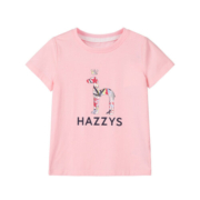 哈吉斯（HAZZYS）品牌哈吉斯童装男女童T恤夏季中大童纯色大logot恤儿童 糖果粉 110cm