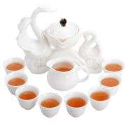 苏氏陶瓷（SUSHI CERAMICS）羊脂玉懒人茶具套装 中国白瓷功夫茶具自动泡茶具天鹅网红款