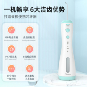 叹美 电动冲牙器家用洗牙器洁牙器水牙线牙结石预防清洗牙结石充电全身水洗6档可调ML16 烟青色