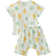 aqpa婴儿内衣套装夏季纯棉宝宝空调衣服薄款分体短袖短裤〖配汗巾〗 水果汽车 73cm