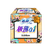 概率券：苏菲Sofy 极薄0.1运动无感超薄日用卫生巾250mm 15片