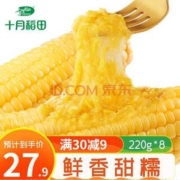 十月稻田 五常非转基因真空新鲜甜糯玉米棒 220g*8根