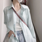 肌理感薄款衬衫外套女夏季防晒衬衣设计感宽松内搭长袖上衣