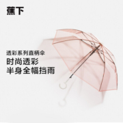 蕉下（beneunder）雨伞大号长柄伞半自动直杆伞透明雨伞女士晴雨伞 冰粉色