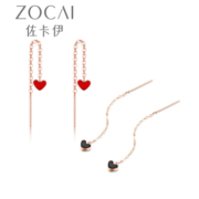 ZOCAI 佐卡伊 珠宝 E01394 女士18K玫瑰金爱心耳环 典雅黑 38mm