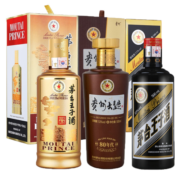 茅台王子酒大曲组合装兔年新品53度酱香型白酒大曲80酱香经典黑金 500ml*3瓶套装