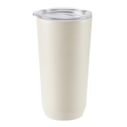 佳佰 咖啡杯双层真空不锈钢304不锈钢广口杯Tritan透明盖马克杯便携随手杯子啤酒水杯 520ml米银色