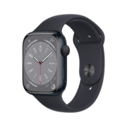 Apple Watch Series 8 智能手表 45mm 午夜色铝金属表壳+午夜色运动型表带【GPS款】MNP13CH/A