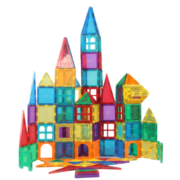 智邦（ZBOND TOY）彩窗磁力片儿童智力玩具男孩女孩拼装吸铁石轨道早教创意动脑积木 纯磁92P+8P城堡块（1米灯条）