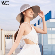 VVC防晒帽女镂空渔夫帽遮阳帽防紫外线防晒帽夏季透气圆顶遮阳帽子 极光灰