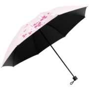 红叶の秀红叶超轻雨伞女UPF50+遮阳太阳伞女防紫外线韩国小清新晴雨两用伞 烫金爱心--藕粉