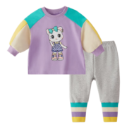 JELLYBABY宝宝春装儿童春秋两件套2小童春季衣服潮款女童运动套装 紫色 80cm